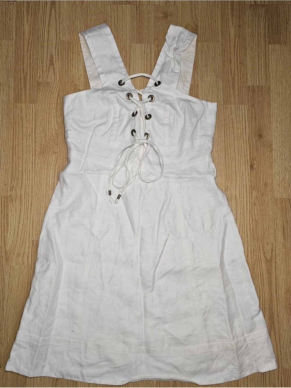J. Crew White Lace-Up Strap Midi Dress
